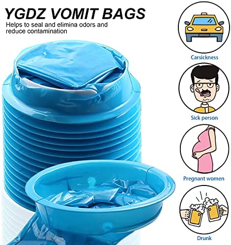 YGDZ Vomit Bags Disposable, 15 Pack Barf Bags Throw Up Emesis Bags Puke Nausea Bags for Travel Motion Sickness, Car & Aircraft, Kids,1000ml