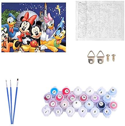 Kimily DIY Paint by Numbers for Adults Kids Disney Mickey Paint by Numbers DIY Painting Disney Acrylic Paint by Numbers Painting Kit Home Wall Living Room Bedroom Decoration Mickey Donald Duck Pluto