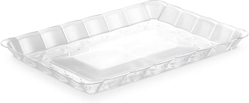 Plasticpro Plastic Serving Trays - Serving Platters Rectangle 9X13 Disposable Party Dish Crystal Clear Pack of 8