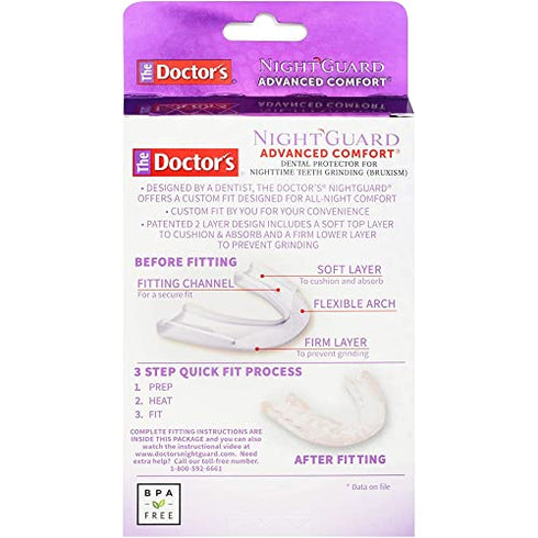The Doctor’s NightGuard for Teeth Grinding, Custom-Fit Dental Guard for Nighttime 6x5x4 Inch (Pack of 1)