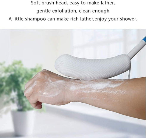 Vansun Long Handle Bath Brush?Back Scrubber for Shower,Soft Nylon Mesh Sponge for Shower,Easy Reach Anti-Slip Curve Handle Body Brush for Seniors/Pregnant Aid (0586UP)