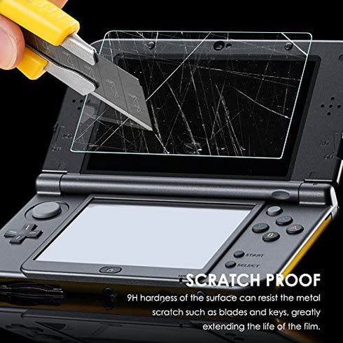 Screen Protector Compatible New 3DS XL, AFUNTA 4 Pcs Tempered Glass for Top Screen and HD Clear Crystal PET Film Compatible Bottom Screen, 3DSXL Film Accessory