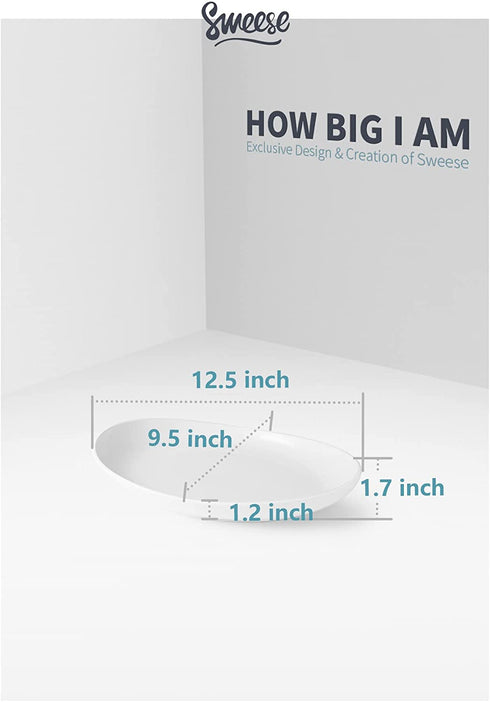 Sweese 715.101 Oval Serving Platters, 12.5 Inch White Porcelain Serving Platters for Party, Large Oval Serving Trays Serving Plates for Fish Dish, Steak, Restaurant, Dessert Shop, Set of 2