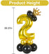 32 inch Large Size Black Gold Number 2 Balloons ,Foil Aluminum Crown Balloon Latex Balloons Combination for 2nd Theme Birthday Party Wedding Decoration Baby Shower Supplies