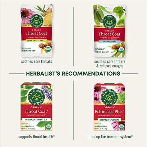 Traditional Medicinals Throat Coat Organic Cough Drops, Sweet Orange Fennel with Menthol, Soothes Sore Throats & Relieves Coughs, 16 Count (Pack of 1)