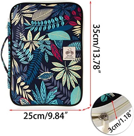 BTSKY New Multi-Functional A4 Document Bags Portfolio Organizer-Waterproof Travel Pouch Zippered Case for Ipads, Notebooks, Pens, Documents (Dark Blue)