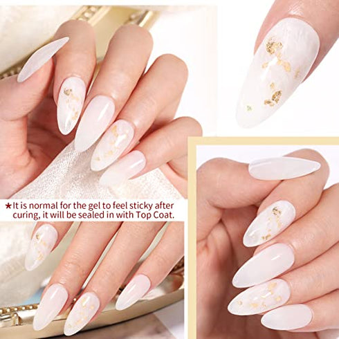 BORN PRETTY Milky White Gel Nail Polish,TranslucentJelly Nude White Gel Polish LED Manicuring Varnish 10ML
