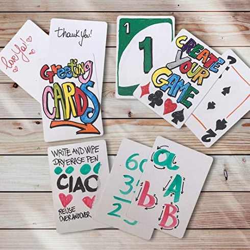 Blank Playing Cards to Write On 180-Piece Deck - White Blank Flash Cards for DIY Projects - Printable Flashcards for Tarot, Memory Game, ABC Learning - Matte Finish Poker Size Card Set for Board Games