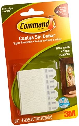 Command Small Picture Hanging Strips, White, 4 Strip, 4 Pack