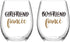Modwnfy Boyfriend and Girlfriend Wine Glasses, Set of 2 Fiancee Stemless Wine Glasses 15Oz Engagement Gifts for Couples Fiancee Fiance Her