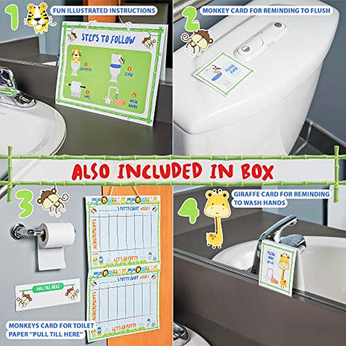 Potty Training Chart for Toddler, Boys & Girls, Sticker Chart for Kids Potty Training, 4 Week Reward Chart, Certificate, Instruction Booklet & More, Reward Sticker Chart - Fun Animal Design