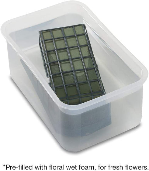 FloraCraft Floral Cage Arranger with Floral Wet Foam 3.75 Inch x 7 Inch x 12.75 Inch Green