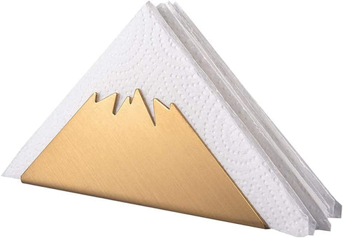Niciksty Modern Matte Gold Napkin Holder, Stainless Steel Napkin Holder for Tables, Tabletop Freestanding Paper Towel Separator, for Home, Kitchen, Dining Table, Bar, Indoor and Outdoor Events, Small