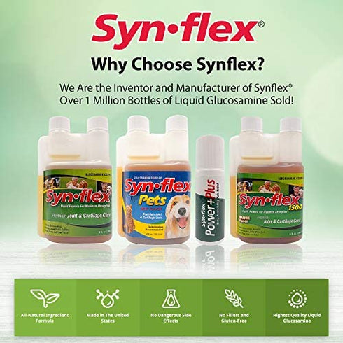 Synflex 1500 - Liquid Glucosamine Juice Formula - Helps Support Joint, Cartilage Health - Chondroitin Sulfate Drink Supplement for Men, Women - Mandarin Orange Flavor (32 DAY SUPPLY)
