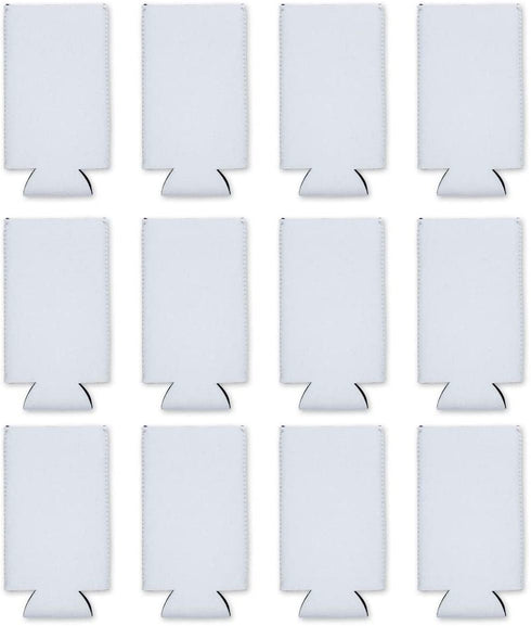 Snertz 10 Pack Slim white Blank DIY Sublimation Durable Neoprene Insulated Skinny Beer, Seltzer,Can Holder Cooler Sleeve Coolies Fits 12 Oz Cans.