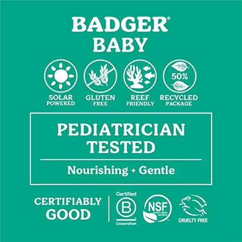 Badger SPF 40 Baby Sunscreen Cream - Reef-Friendly Broad-Spectrum Water-Resistant Baby Sunscreen with Zinc Oxide - Chamomile and Calendula, 2.9 oz