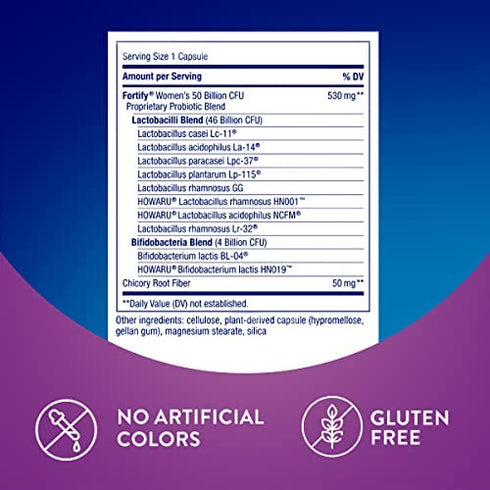 Nature’s Way Fortify Women’s 50 Billion Daily Probiotic Supplement, 10 Probiotic Strains, Digestive Health*, Immune Support*, Women’s Health*, Non-GMO, No Refrigeration Required, 30 Capsules