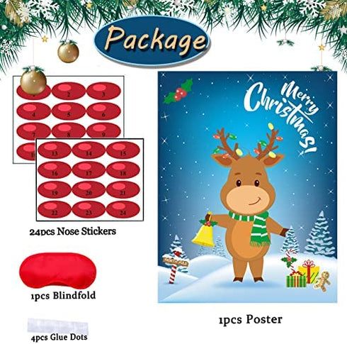 Christmas Party Games for Kids Pin The Nose On The Deer Kids Christmas Games for Party Christmas Activities for Families Pin The Nose On The for Adults Holiday Christmas Day Games