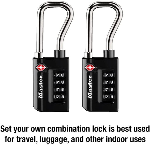 Master Lock 4696T, Pack of 2 Set Your Own Combination TSA Approved Luggage Lock, 2 Pack, Black