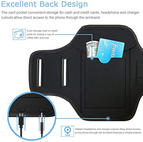 Galaxy S10+ S9+ S8+ Armband, JEMACHE Gym Running Workouts Arm Band for Samsung Galaxy S10 Plus/S9 Plus/S8 Plus with Key Holder (Black)