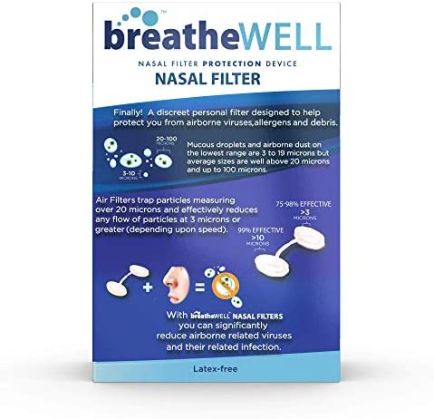 breatheWELL Nasal Filter Protection Device, Large, 6 Count