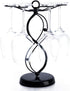 Countertop Wine Glass Holder - Freestanding Tabletop Stemware Storage Rack Metal Glasses Display Rack Black with 6 Hooks