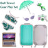 Doll Travel Set Suitcase,Travel Luggage Doll Accessories with Green Suitcase, Camera, Sunglasses, Bikini, Slippers, Notebook, Umbrella for Dolls