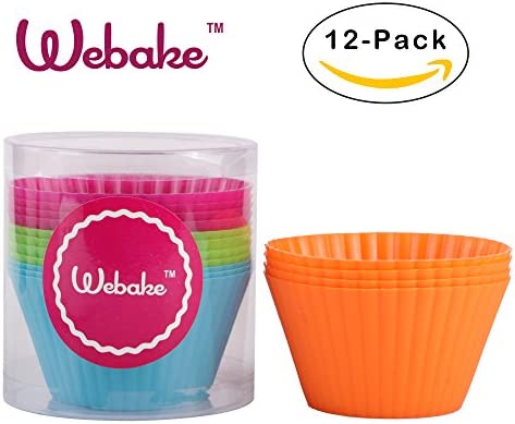 Webake Jumbo Silicone Muffin Cups, 3.5 Inch Jumbo Silicone Baking Cups Reusable Cupcake Liners Nonstick Large Cake Cups Set Stand Alone Cupcake Holder, 12 Pack Auto Cup Holder Liner