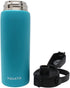 New Aquatix (Turquoise, 21 Ounce) Pure Stainless Steel Double Wall Vacuum Insulated Sports Water Bottle Convenient Flip Top Cap with Removable Strap Handle - Keeps Drinks Cold 24 hr/Hot 6 hr