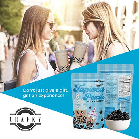 Crafky DIY Bubble Tea Kit, Complete with Boba Tapioca Pearls, Straws, and DIY Tea Bags Premium Bubble Tea Gift Set