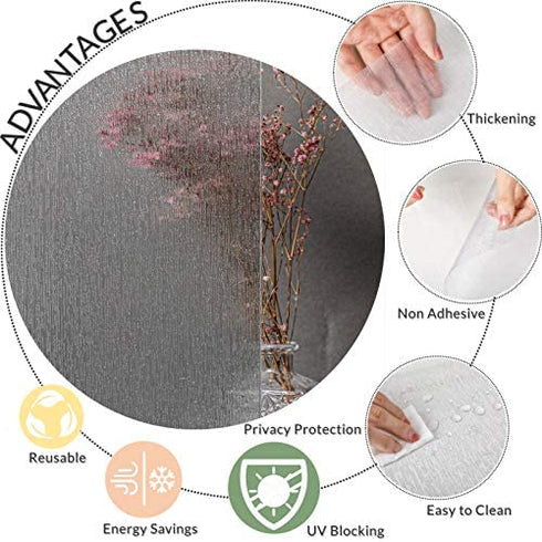 VELIMAX Rain Glass Window Film Privacy Static Window Clings Decorative Glass Sticker for Home Office Removable UV Protection Heat Control 17.7 x 78.7 inches