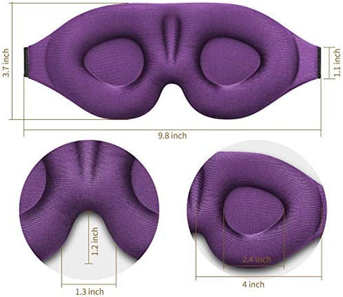 MZOO Sleep Eye Mask for Men Women, 3D Contoured Cup Sleeping Mask & Blindfold, Concave Molded Night Sleep Mask, Block Out Light, Soft Comfort Eye Shade Cover for Travel Yoga Nap, Purple