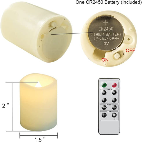 DRomance Flameless Flickering LED Votive Candles with Remote, Battery Operated TeaLights Battery Included,Warm White Light 1.5 x 2 inch Set of 10 for Christmas Decoration