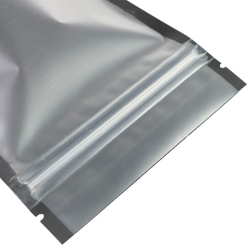 QQ Studio Pack of 100 Translucent Front Matte Black Poly Plastic Resealable Bags (0.8oz (3" x 5"), Stand-Up Pouch)