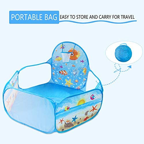 Dressbar Kids Ball Pit with Basketball Hoop Pop Up Children Play Tent, Ocean Pool Baby Playpen ,Portable Toys Gifts for Girls Boys Toddlers 2 3 4 5 6 12 Months Year Old (Balls not Included)