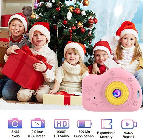 Toys for 4-6 Year Old Girls Kids Camera for Children Mini Camcorder with 1080P and 2.0 Inch IPS Screen for Preschool Toddler Birthday Present(16GB TF Card Included)