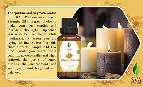 SVA Frankincense Sacra (Sacred) Oil 100% Pure & Natural, Authentic & Premium Therapeutic Grade Oil for Skin Care, Hair Care, Scalp Massage & Aromatherapy (10 ml)