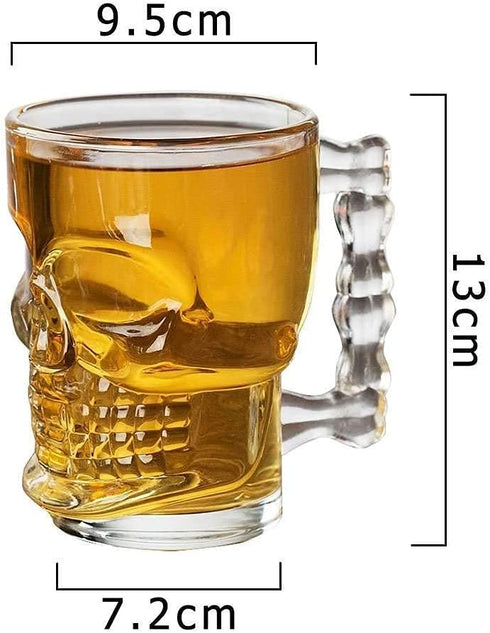 King International Skull Beer Mug| Set of 2| 17.7 Oz| Glass Beer Draft Mug glasses| HALLOWEEN SKULL| Gothic Decor| Glass Beer Mug| Whisky/Wine/Vodka Glass for Your Home Bar