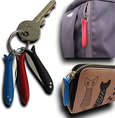 Glittering Bazaar Fish Smallest Mini Micro Handmade Key ring Pocket Folding Folder Knife, Stainless Steel, Multi Purpose Portable, Tiny Blade (Blue)