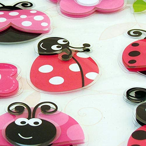 Home Decor Line CR-14506 Pink Ladybugs 3D Wall Decals,