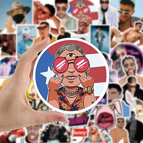Bad Bunny Stickers| 50 Pcs | Larger Vinyl Waterproof Stickers for Laptop,Bumper,Water Bottles,Computer,Phone,Hard hat,Car Stickers and Decals,Bad Bunny Stickers for Hydro( Bad bunny-50)