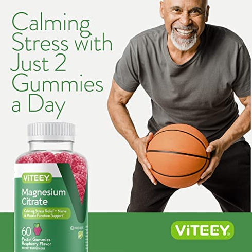 Magnesium Citrate Gummies Supports Stress Relief, Anxiety Relief, Sleep Aid, Calm Mood, Muscle Relaxer, Migraine Relief, Optimal Relaxation, Chewable Gummy Supplement, for Adults Teens Men and Woman