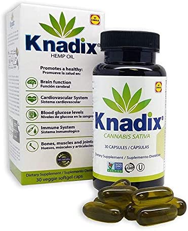 Knadix Hemp Oil Capsules Extract for Pain Support - Natural Stress Relief and Immune Support with Omega 3-6 Vitamins and Minerals
