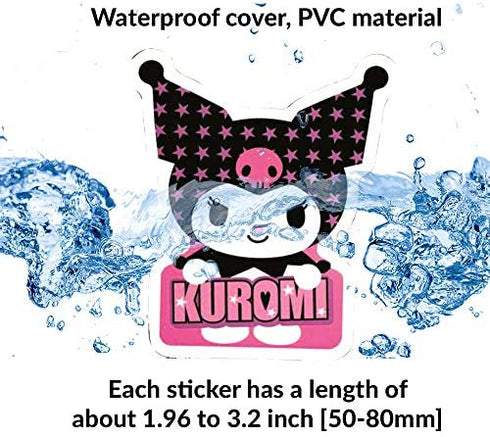 Kuromi and My Melody Stickers Pack| 50pcs Cute My Melody Kuromi Sanrio Stickers for Laptop Water Bottle Travel Case Phone Skateboard - Vinyl Waterproof Kawaii Stickers for Kids Adults Teens Girls