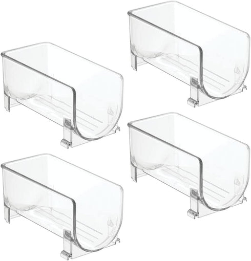 mDesign Plastic Free-Standing Wine Set Rack Storage Organizer for Kitchen Countertops, Pantry Cabinet, Fridge Organization - Holds Water Bottle and Alcohol Bottles - 4 Pack - Clear