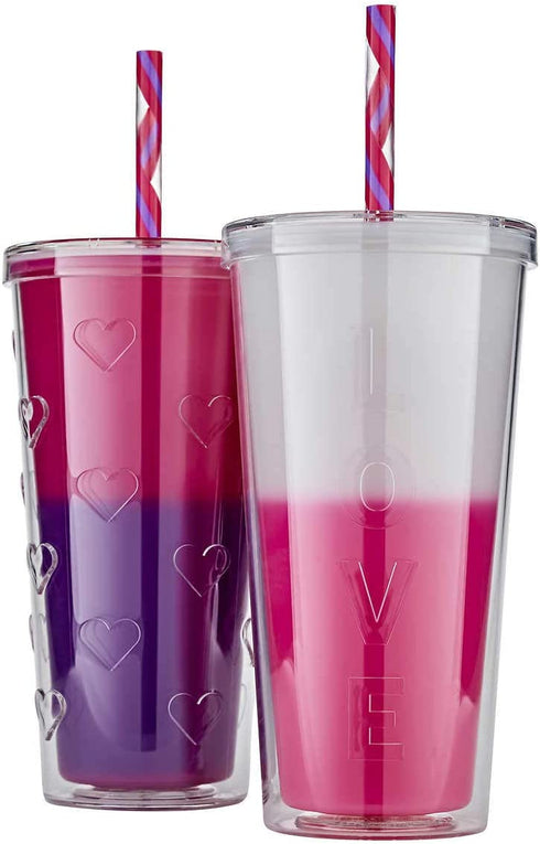 Parker Lane Color Changing Double Wall Straw Tumblers
