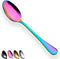 Rainbow Dinner Spoon of 4, Berglander 7.5" Stainless Steel Titanium Plating Shiny Mutil-Color Soup Spoons Silverware, Colorful Soup Spoon Table Spoon Set Sturdy Easy To Clean, Dishwasher Safe