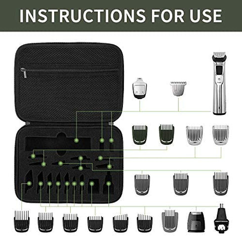 Yinke Case for Philips Norelco Multigroom Series 7000 MG7750/49 Beard Trimmer & attachments, Travel Storage Bag Hard Case Organizer (Series 7000)