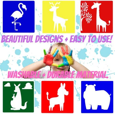 Stencils for Kids Animal Stencils for Kids Large Stencils for Kids Ages 4-8 Shape Stencils Kit Large Stencils for Painting Drawing Stencils Kids Stencils Art Stencils Plastic (14 Pack, 8"" by 8")