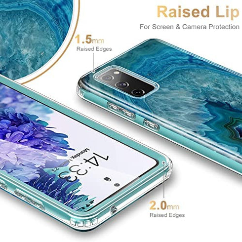 ESDOT Samsung Galaxy S20 FE Case with Built-in Screen Protector,Military Grade Rugged Cover with Fashionable Designs for Women Girls,Protective Phone Case for Galaxy S20 FE 6.5" Agate Stone